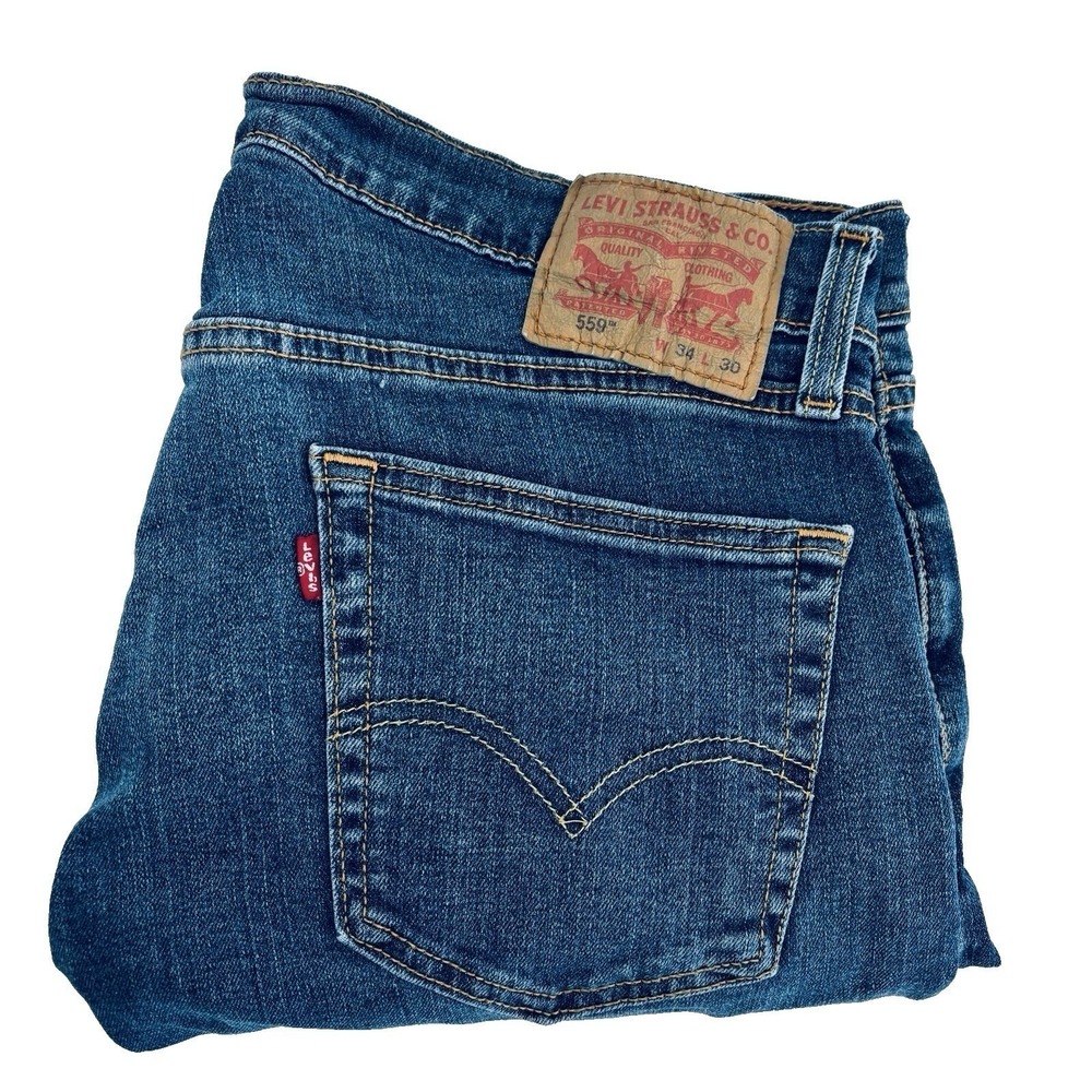 Levis 559 Relaxed Straight Blue Jeans Mens 34x29 More Room in Seat and Thighs